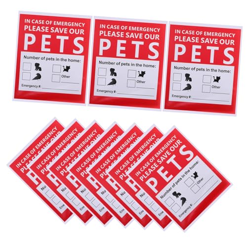 Hemobllo 10Blätter Pets Alert Sicherheitsaufkleber für Notfälle Rettungsalarm Aufkleber für Fenster Anweisungen Haustieren Einfach Anzubringen von Hemobllo