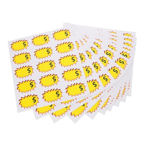 Hemobllo 10Blätter Selbstklebende Preisaufkleber für Flohmärkte Handschriftliche für Einzelhandelsgeschäfte Wasserfeste Preisetiketten pro Blatt Vielseitig von Hemobllo