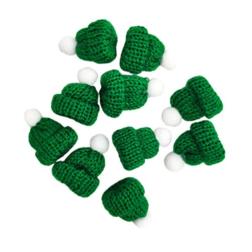 Hemobllo 10PCS Knitted Small Christmas Hat Santa Claus Christmas Handmade Hats Headdress Party Favors DIY Accessories (Green) von Hemobllo