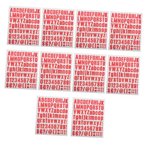 Hemobllo 10Stücke Wasserfeste Selbstklebende und Aufkleber Kreative DIY Alphabet und Schilder für Briefkasten Fenster Tür und Autos Große Rote von Hemobllo