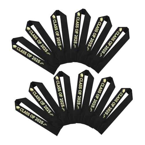 Hemobllo 12 Stück 2025 Abschlussfeier-träger Senior-schärpenklasse Von 2025 Graduierte Dekoration Abschluss Requisiten Abschluss Liefert Absolventenparty Liefert Satin Black von Hemobllo