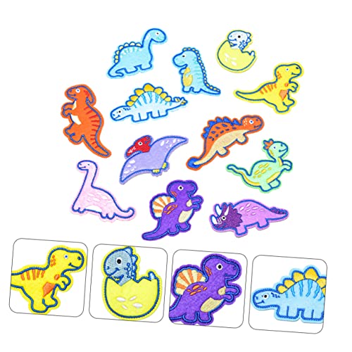 Hemobllo 12 Stück Dinosaurier Bügelflicken Bestickte Aufnäher für DIY Kleidung Rucksäcke Jacken Reparatur Dekoration Vielseitige Selbstklebende Stoffapplikationen von Hemobllo