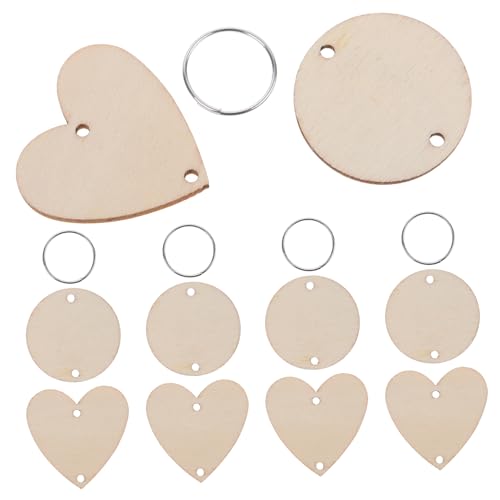 Hemobllo 120Stücke Rund Holzscheiben mit Löchern für Geburtstagserinnerungskalender Runde Holzscheiben Herz Holzscheiben und Schlüsselringe für DIY Projekte von Hemobllo