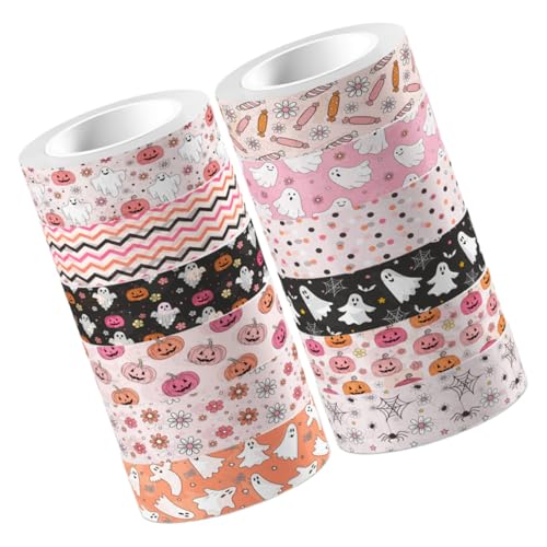 Hemobllo 12Rollen Halloween Washi Klebeband mit Niedlichen Kürbis Geistern Selbstklebendes Papierband für DIY Tagebücher Scrapbooking und Dekorationen von Hemobllo