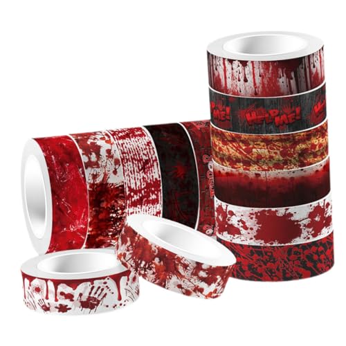 Hemobllo 12Rollen Halloween Washi Tape Blutige Hand Design DIY Bastelband für Scrapbooking Geschenkverpackungen Partydekorationen und Mehr Vielseitige Klebebänder von Hemobllo