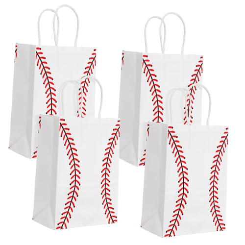 Hemobllo 12Stücke Baseball Geschenktüten Kraftpapier Tragetaschen mit Baseball für Geburtstagsfeiern und Sportveranstaltungen Wiederverwendbar und von Hemobllo
