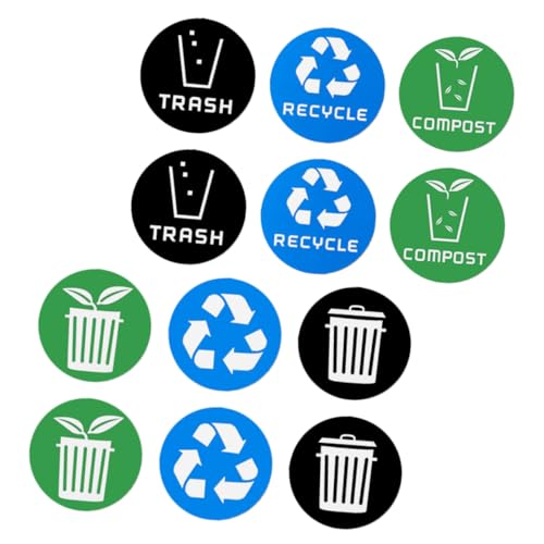 Hemobllo 12Stücke Selbstklebende Mülltrenn Aufkleber für Mülltonnen Recyclingetiketten für Bio und Restmüll Ablösbar für Haushalt und Büro von Hemobllo