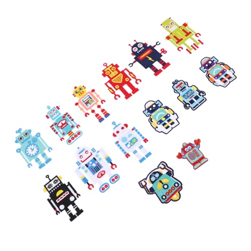 Hemobllo 14 Entzückende Roboter-stickerei-patches Für Kleidung, Zum Aufbügeln Für Hüte Und Jeans, Zum Aufnähen Von Applikationen Für Jacken, Für Selbstgemachte Kleidungsreparaturen von Hemobllo
