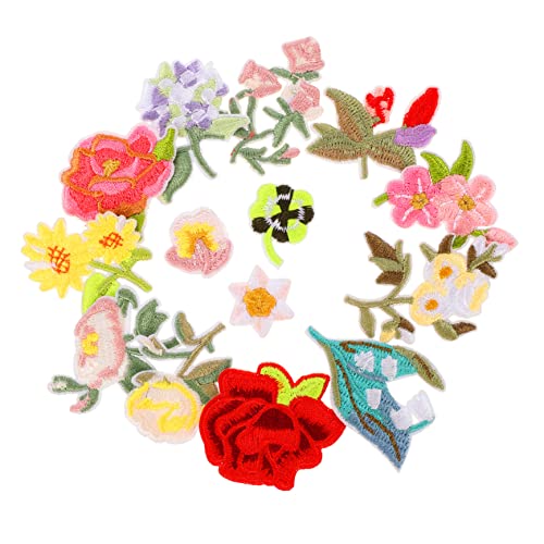Hemobllo 14 Stück Teiliges Blumen Aufnäher Bestickte Stoffapplikationen Wiederverwendbare Bügelbilder Leicht Langlebig zum Aufbügeln oder Aufnähen für DIY Kleidung Rucksäcke Jacken von Hemobllo