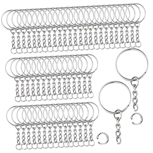 Hemobllo 150Stücke Schlüsselanhänger mit Ketten DIY Bastelzubehör für Projekte Metallringe und Anhänger für Schlüsselanhängergestaltung von Hemobllo