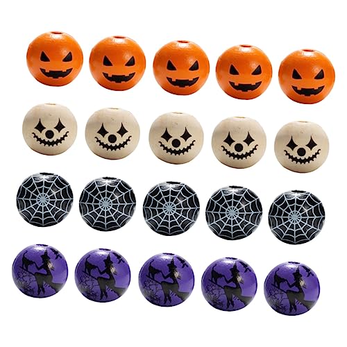 Hemobllo 160Stücke DIY Holzperlen für Halloween Spacerperlen mit Einzigartigen Mustern für Armbänder und Dekorationen für Bastelprojekte und Festivitäten von Hemobllo
