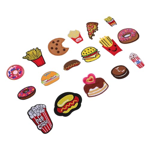 Hemobllo 17 Stück Teiliges Bestickter Food Patches zum Aufbügeln und Aufnähen Hamburger und Pommes Vielseitig für Kleidung Taschen Hüte Jacken DIY Stoffapplikationen Kreative Textil Deko von Hemobllo