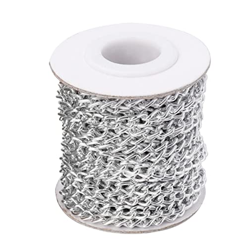 Hemobllo 1Rolle Aluminiumkette für DIY Projekte Silberne Handwerkskette mit Glatter Oberfläche für Kleidung Taschen Schuhe und Mehr Drahtdurchmesser Leicht und Rostfrei von Hemobllo