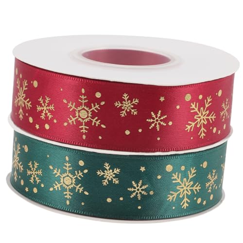 Hemobllo 2 Rollen Weihnachtsbänder Geschenkband Farbenfrohe Langlebige Polyesterbänder mit Festlichem Schneeflockenmuster Vielseitig Zuschneidbar für Geschenkverpackung Partydeko und DIY Hemobllo 2 Rollen Weihnachtsbänder Geschenkband Farbenfrohe Langlebige Polyesterbänder mit Festlichem Schneeflockenmuster Vielseitig Zuschneidbar für Geschenkverpackung Partydeko und DIY von Hemobllo