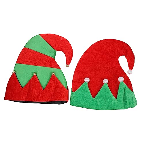Hemobllo 2 STÜCK Weihnachtself Mütze Stabiles Leichtes Party Hut aus Hochwertigem für Weihnachtskostüm Cosplay Festtagsdeko und Karneval Komfortabel Formbeständig Passt Sicher von Hemobllo
