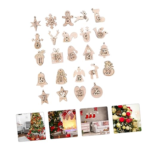 Hemobllo 2 Sätze Teilig Holz Weihnachtskalender Anhänger DIY Countdown Zahlen Holzanhänger Weihnachtsbaum Deko zum Befüllen Tür Fenster Hängend Umweltfreundlich Langlebig von Hemobllo