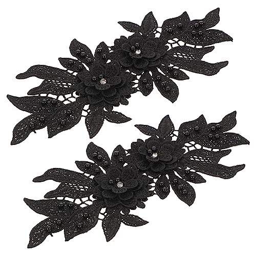 Hemobllo 2 Stück Embroidered Floral Lace Iron Patches DIY Applikationen für Kleidung Taschen Hüte Nähen und Reparatur Dekorative Spitzenblumen mit Perlenimitat für Kreative Modegestaltung von Hemobllo