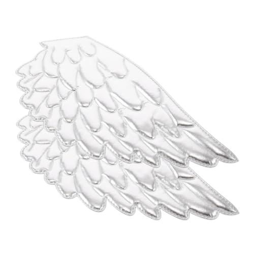 Hemobllo 2 Stück Engelsflügel Zubehör Engelsflügelgäste Patch Flügelform Stoff Patch Dekorative Reparaturapplikation Jeansflecken Engelsflügel Patches Polyester Silver von Hemobllo