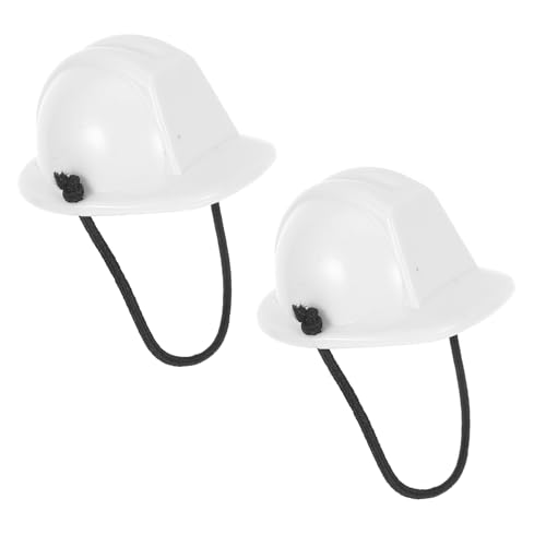 Hemobllo 2 Stück Haustier Schutzhelm Schutzhelm Haustier Kopfbedeckung Miniatur Schutzhelm Puppenhelm Mini Bauhelm Mini BAU Puppenhüte Miniatur Bauhelm Weißer Kunststoff von Hemobllo