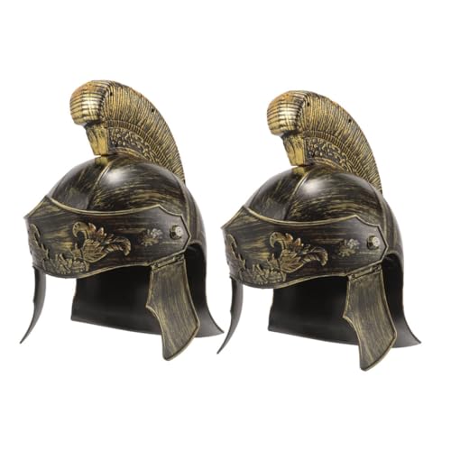 Hemobllo 2 Stück Kriegerkostüm Herren Römerhelm Mittelalterliche Kopfbedeckung Kriegerkostüme Historische Kopfbedeckung mittelalterlicher Helm Kriegerkostüm für Plastik Golden von Hemobllo