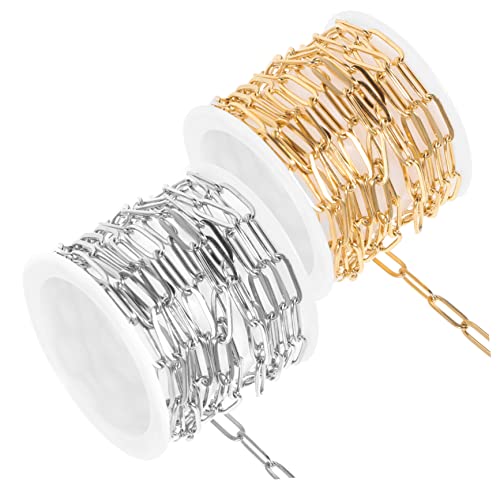 Hemobllo 2 Stück Paperclip Ketten Teiliges Silber Goldfarben DIY Schmuckherstellung Glatte Oberfläche Langlebige Praktische Schmuckketten für Kreative Bastelprojekte von Hemobllo