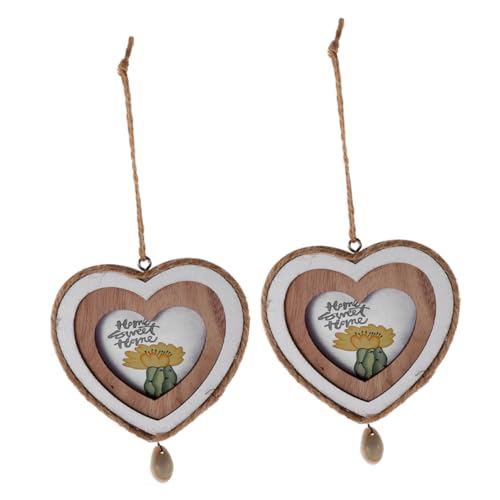 Hemobllo 2 Stück Simulierte Retro -heimdekoration Mini-Ornament Minirahmen Für Bilder Hängend Herz Fotorahmen Wohnkultur Realistisch Elegant Weihnachten Bilderrahmen Herz Herzen Holz von Hemobllo