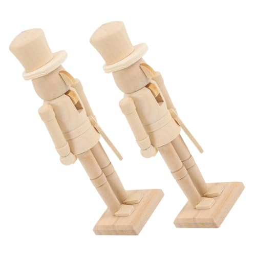 Hemobllo 2 Stück Weihnachtliche Holz Figuren Unbemalt DIY Holzsoldaten Ornament Stabile Standbasis Details als Weihnachtsdeko und Bastelset für Erwachsene von Hemobllo