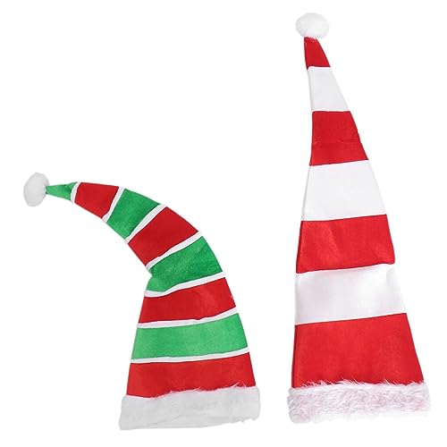 Hemobllo 2 Stück Weihnachtself Mütze Rot Grün Weihnachtsmütze Erwachsene Festliche Kopfbedeckung Leicht Komfortabel Zubehör von Hemobllo
