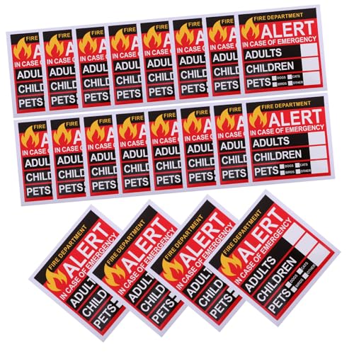 Hemobllo 20 Blatt Notfall Warnaufkleber für Personen und Haustiere Selbstklebend Transparente Sicherheits Etiketten zur Schnellen Feuerwehr und Polizeialarmhinweis für Fenster und Türen von Hemobllo