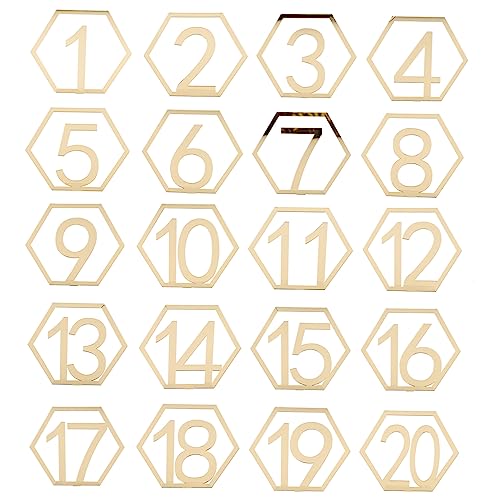Hemobllo 20 Stück Digitale Tischkarten Essen Dekorationen Zeichen goldene Platten hochzeitsdeko Tischnummernhalter für die Hochzeit Halter für Hochzeitstischnummern Acryl von Hemobllo