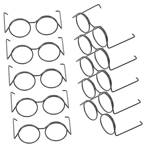 Hemobllo 20 Stück Kleiner Puppenbrillen Zubehör für Puppenhaus Runde Rahmenlose Brille aus Metall Kreative Deko für Puppen und Figuren von Hemobllo