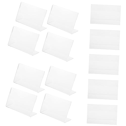 Hemobllo 20 Stück Teiliges Förmiges Acryl Preisschildhalter Transparentes Preisschild Regal mit Breiter Basis für Büro Hochzeit und Party Preisanzeige Einfache Papiereinlage Vielseitig von Hemobllo