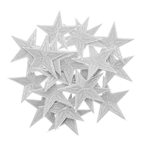 Hemobllo 20 Stück Teiliges Stern Aufbügel Patches Silber Bestickte Bügelbilder für Kleidung Hüte Schuhe und Jacken Strapazierfähige Stern Applikationen zum Aufnähen und Reparieren von Hemobllo