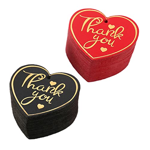 Hemobllo 200 Stück Herzförmige Danke Anhänger Papier Geschenkanhänger Hochzeit Gastgeschenke Tags Rot Schwarz Dankeschön Etiketten für Geschenktüten und Verpackung von Hemobllo