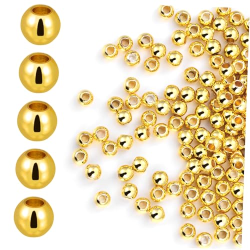 Hemobllo 200 Stück Kupfer Perlen Goldfarbig Schmuckperlen Bohren Runde Bastelperlen Für Armbänder Halsketten Ohrringe DIY Schmuckzubehör Langlebig Glänzend von Hemobllo