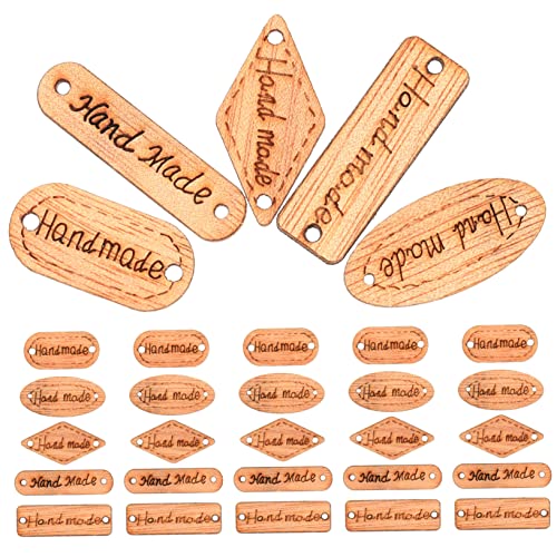 Hemobllo 200Stücke Handgefertigte Holzknöpfe DIY Etiketten für Bastelprojekte Gestaltete Knöpfe für Kleidung Geschenkanhänger und Scrapbooking Vielseitig von Hemobllo
