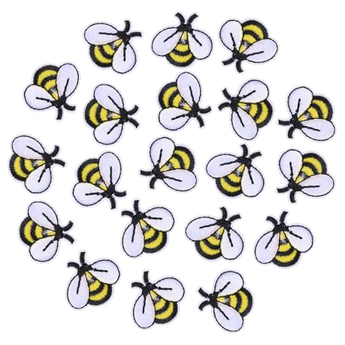 Hemobllo 20Stücke Cartoon Bienen Stickerei Patches Dekorative Aufnäher für Kleidung Taschen und DIY Projekte Lustige Flicken für Jeans und Kunsthandwerk Einfach zu Verwenden von Hemobllo