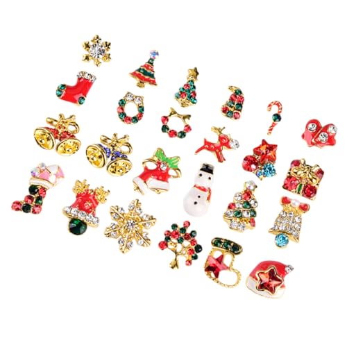 Hemobllo 24 Stück Teiliges Nail Art Charms Weihnachtsdesign Langlebige Legierung Bunte Nageldekorationen Kompakt für Natürliche und Künstliche Nägel Kreative Festliche Maniküre von Hemobllo