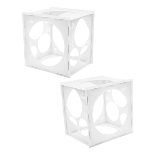 Hemobllo 2Er-Packung Ballonmessbox Ballonöffner zum Füllen Ballonfüllwerkzeug Ballongrößenwürfel Ballonzubehör Ballonstürmer Ballonlineal Größenmesser Schlagballon PVC Weiß von Hemobllo