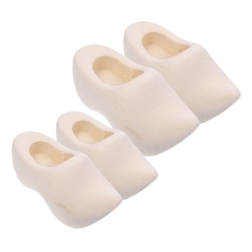 Hemobllo 2Paare Puppenschuhe Unbemalte Holzschuhe für Puppenhaus DIY Blanko Mini Clogs Bastelzubehör Holzschuh Dekorationen für Ihr Puppenhaus von Hemobllo