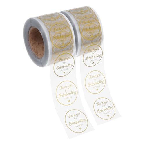 Hemobllo 2Rollen Selbstklebende Dankesaufkleber Dekorative Versiegelungssticker für Geschenkverpackung Lichtbeständig und Reißfest für Verschiedene Anlässe von Hemobllo