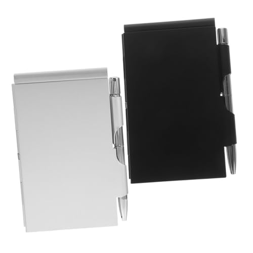 Hemobllo 2Sätze Notizblock aus Aluminiumlegierung Tragbarer Taschennotizblock mit Stift für Büro Schule und Notizbuch für Schnelle Notizen von Hemobllo