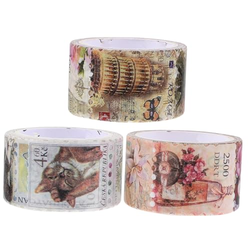 Hemobllo 3 Rollen Vintage Stamp Washi Tape DIY Klebeband Selbstklebend Retro Muster Dekoratives Bastelband für Kalender Notizbücher Scrapbooking Journal Planer Hemobllo 3 Rollen Vintage Stamp Washi Tape DIY Klebeband Selbstklebend Retro Muster Dekoratives Bastelband für Kalender Notizbücher Scrapbooking Journal Planer von Hemobllo