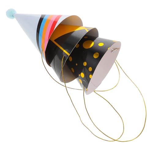 Hemobllo 3 Stück Goldene Papierkegelhüte Für Kindergeburtstagspartys, Lustige Und Festliche Partyhüte, Ideal Für Feiern Und Besondere Anlässe von Hemobllo