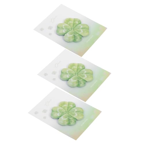 Hemobllo 3 Stück Selbstklebende Memo Pads Vierblättriges Kleeblatt Design Dekorative Haftnotizen für St Patricks Day Praktische Notizzettel für Schule Büro DIY Basteln von Hemobllo