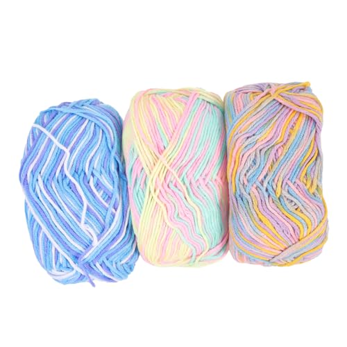 Hemobllo 3 Stück Teiliges Baumwollgarn Mitteldick Farbverlaufendes Schnittfestes Strickgarn für Pullover Häkeln und Handarbeiten Hautfreundliches Haushalt Garn für Schals Mützen und von Hemobllo