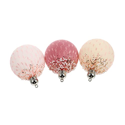 Hemobllo 3 Stück Teiliges Rosa Weihnachtskugeln aus Netzstoff Handbemalt Langlebiger Christbaumschmuck für Festliche Weihnachtsbaumdekoration Wiederverwendbar und Geruchsneutral von Hemobllo