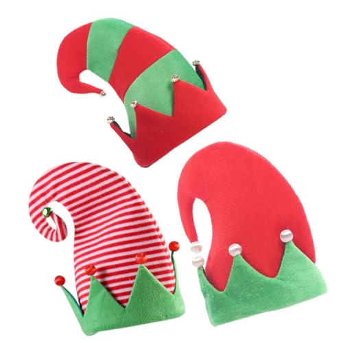 Hemobllo 3 Stück Teiliges Weihnachts Elfenmützen aus Atmungsaktivem Vliesstoff Kreative Kopfbedeckung mit Festlichem Design für Party Foto Requisiten und Weihnachtsdekoration für von Hemobllo