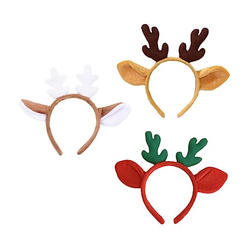 Hemobllo 3 Stück Teiliges Weihnachts Haarreif mit Festlichen Rentier Geweihen Bequemes Rutschfestes Design Geeignet für Xmas Party Cosplay Fotoshooting und Winter Feierlichkeiten von Hemobllo
