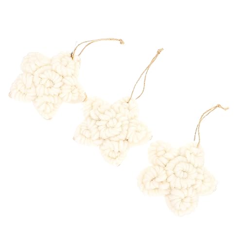 Hemobllo 3 Stück Weihnachts Deko Stern Stoffaufnäher mit Aufhängeöse Weiße Applikationen für DIY Kleidung Fenster Baum Handgefertigte Festliche Anhänger Vielseitige Patch Pendants von Hemobllo